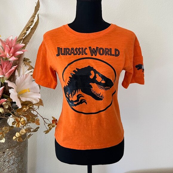 Jurassic Park Tops - Y2K Jurassic World Baby-tee Orange Cotton Top